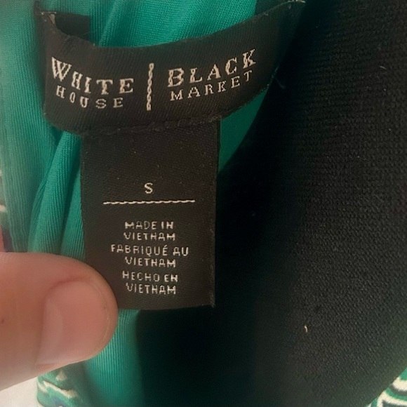 White House Black Market Green and White Halter Top - Picture 3 of 3